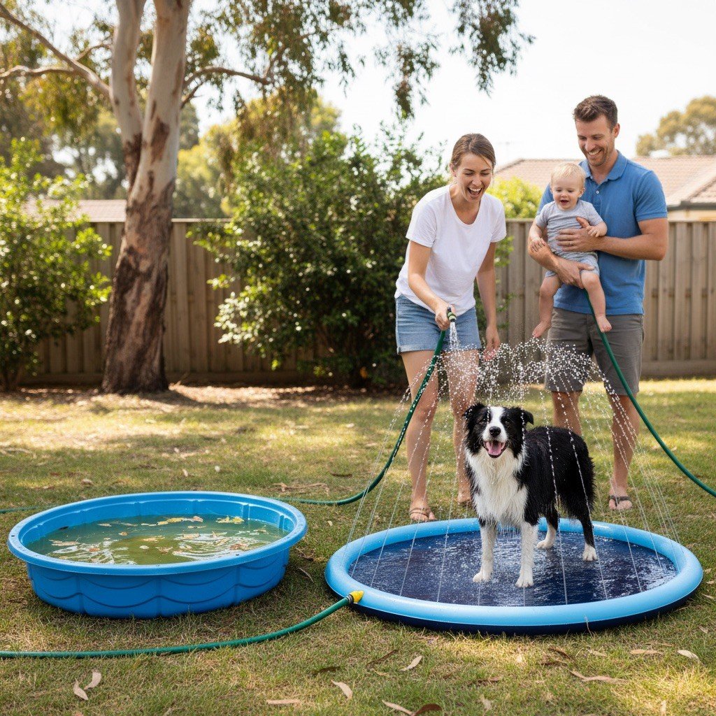 Murky paddling pool vs the splash pad