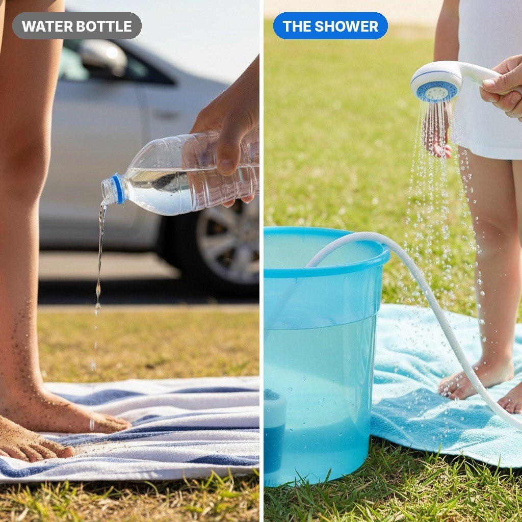 Water bottle trickle vs the portable shower