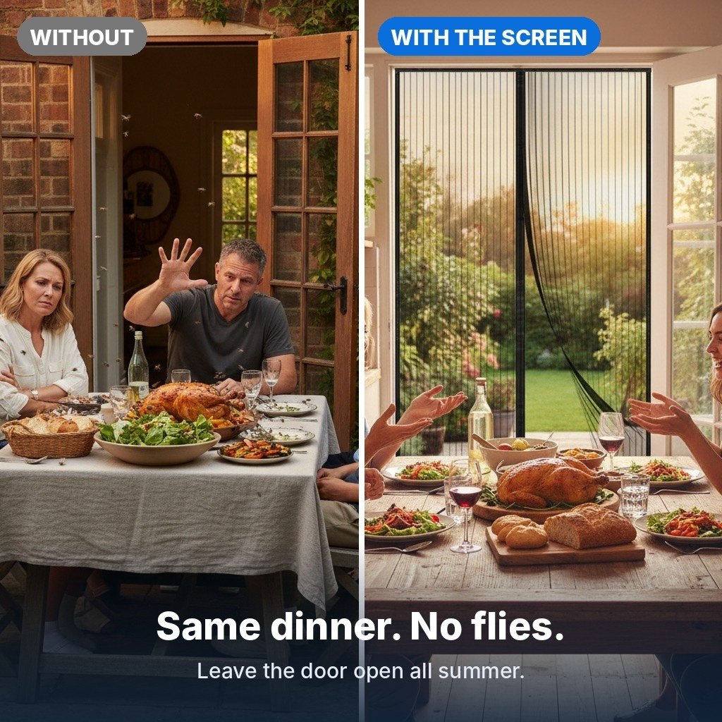 Dinner with flies vs dinner with the screen