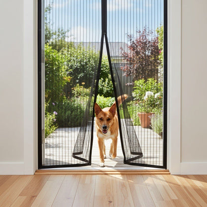 Kelpie pushing through the screen