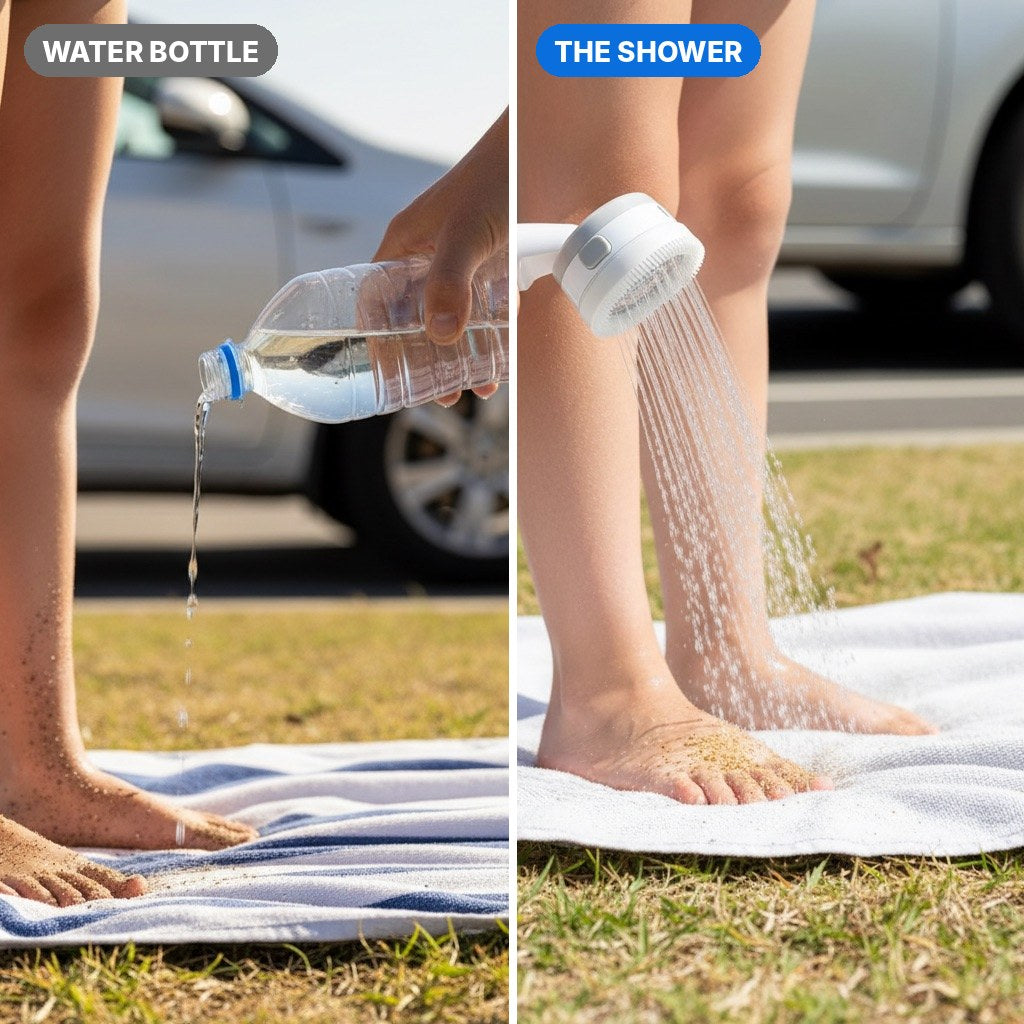 Water bottle trickle vs the portable shower